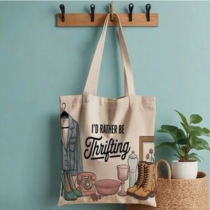 I’d Rather Be Thrifting Cream Tote Bag